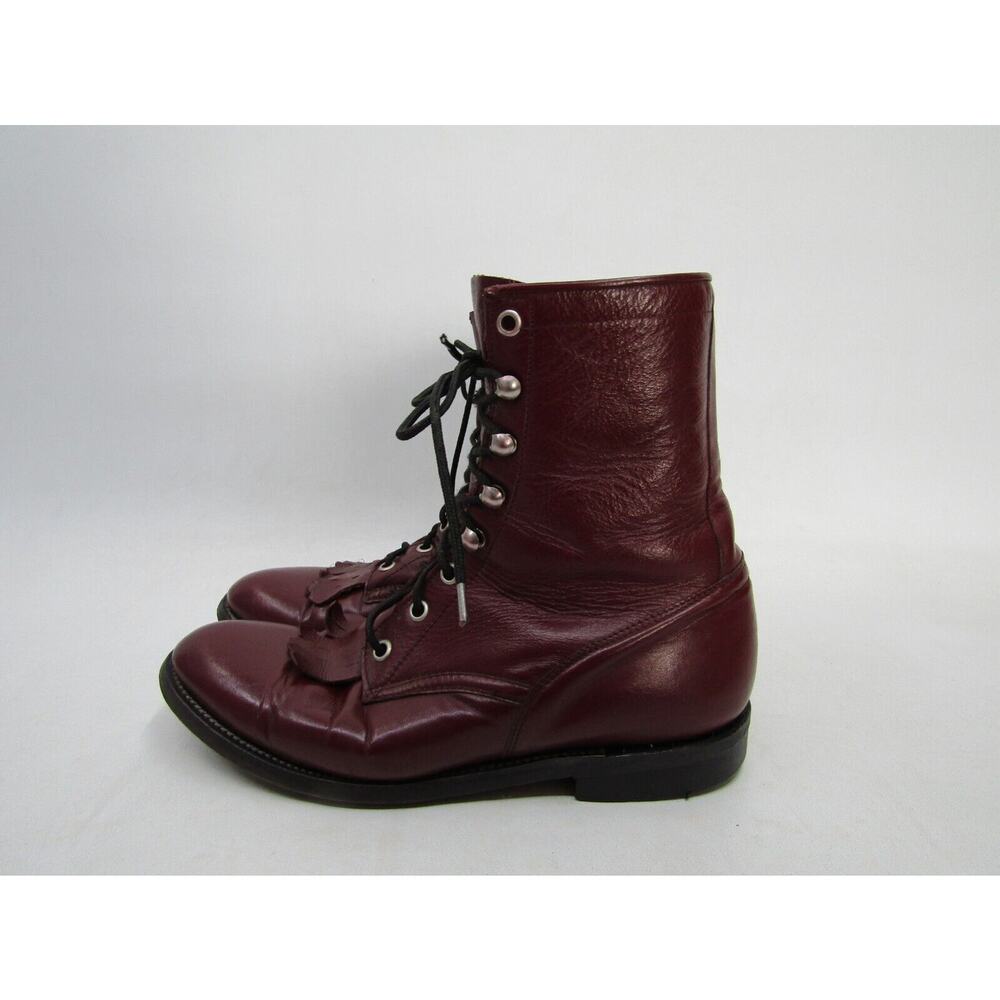 Cowtown Mens Size 6.5 D Burgundy Leather Laces Kilt Ankle Cowboy Western Boots
